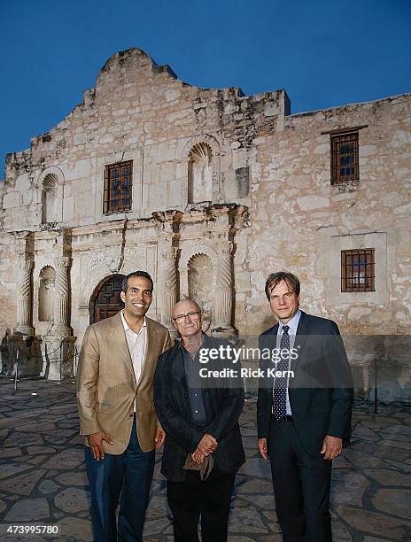 Texas General Land Commissioner George P. Bush, Phil Collins, and Bill Paxton attend the "Texas Honors" event to celebrate the epic new HISTORY...