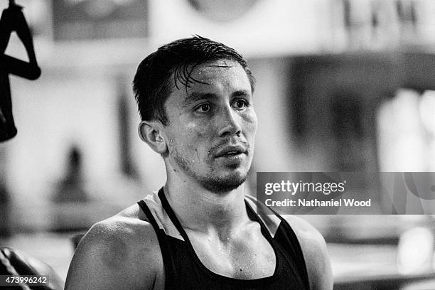 Kazakh boxer Gennady Golovkin is photographed for Men's Fitness on November 1, 2014 in Big Bear, California.
