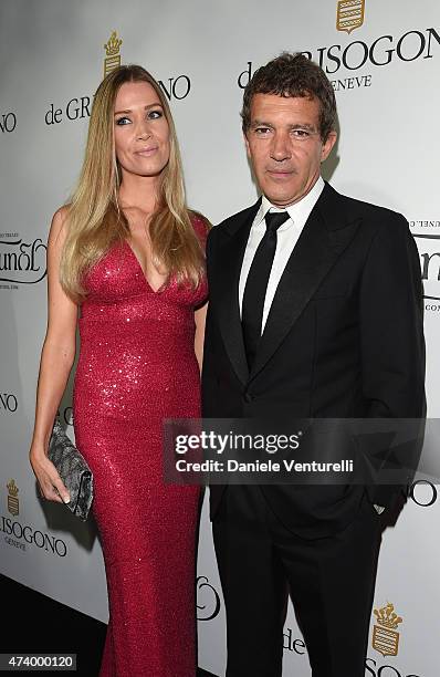 Nicole Kempel and Antonio Banderas attend the De Grisogono party during the 68th annual Cannes Film Festival on May 19, 2015 in Cap d'Antibes, France.