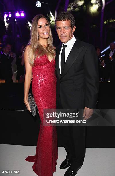 Antonio Banderas and Nicole Kempel attend the De Grisogono party during the 68th annual Cannes Film Festival on May 19, 2015 in Cap d'Antibes, France.