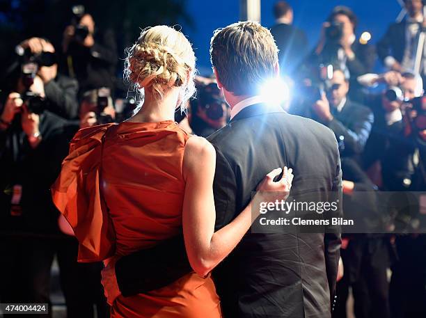 Kathryn Boyd and actor Josh Brolin leave the Premiere of "Sicario" during the 68th annual Cannes Film Festival on May 19, 2015 in Cannes, France.