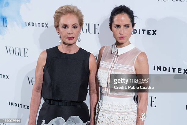 Carolina Herrera and her daughter Carolina Adriana Herrera attend the 'Vogue Who's On Next' party at the Duarte Pinto Coelho Palace on May 19, 2015...