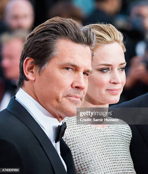 Actors Josh Brolin and Emily Blunt attend the "Sicario" Premiere during the 68th annual Cannes Film Festival on May 19, 2015 in Cannes, France.