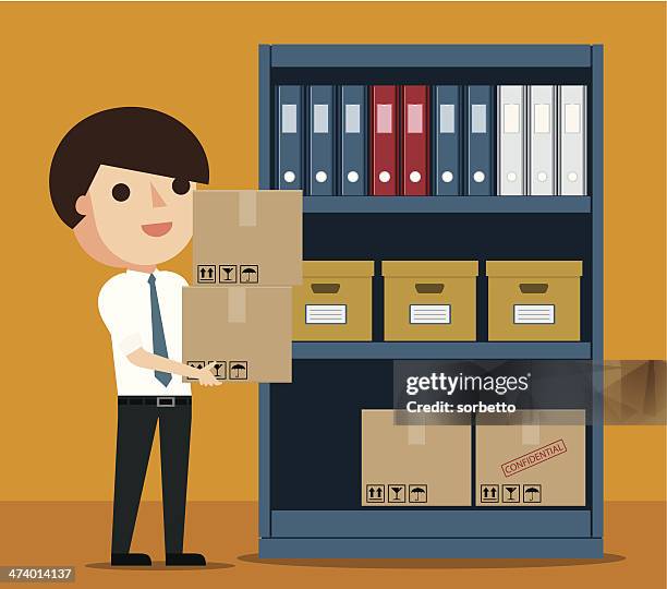 stockillustraties, clipart, cartoons en iconen met filing documents - archives