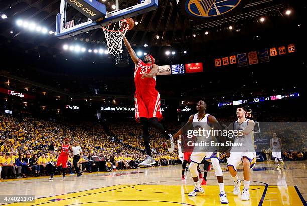 Corey Brewer of the Houston Rockets shoots against the Golden State Warriors in the second quarter during Game One of the Western Conference Finals...