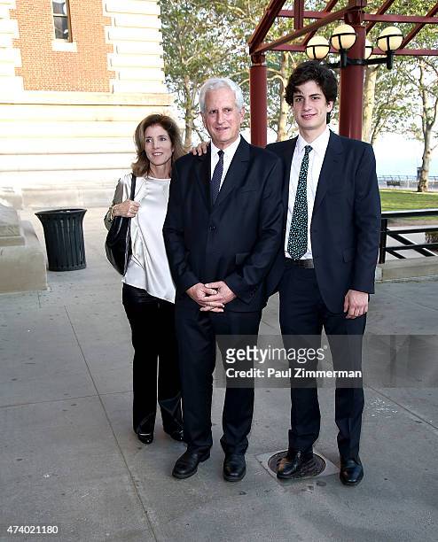 Caroline Kennedy, Edwin Schlossberg and John Schlossberg attend the 2015 Statue Of Liberty-Ellis Island Foundation's Gala in the Great Hall at Ellis...