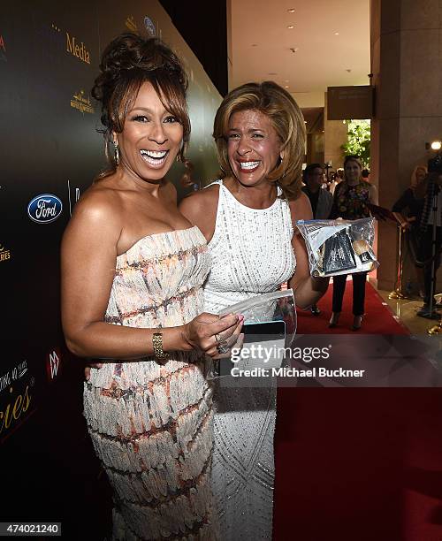 Actress Tamara Tunie and television personality Hoda Kotb arrive at the 40th Anniversary Gracies Awards at The Beverly Hilton Hotel on May 19, 2015...