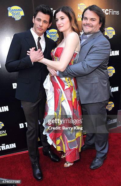 Actor James Marsden, actress Kathryn Hahn and actor Jack Black attend the premiere of 'The D Train' at ArcLight Hollywood on April 27, 2015 in...
