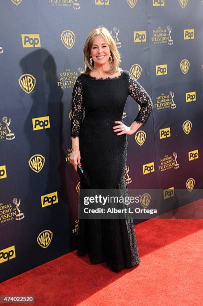 Actress Genie Francis arrives for The 42nd Annual Daytime Emmy Awards held at Warner Bros. Studios on April 26, 2015 in Burbank, California.