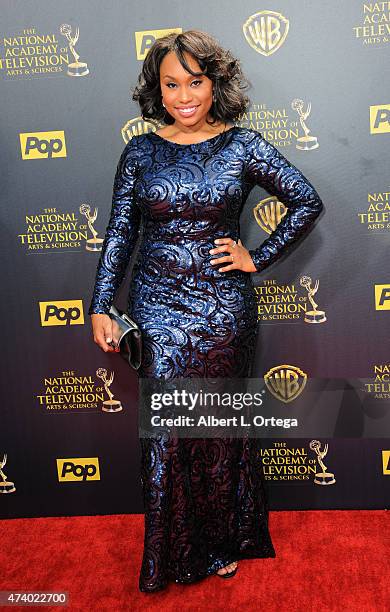 Actress Angell Conwell arrives for The 42nd Annual Daytime Emmy Awards held at Warner Bros. Studios on April 26, 2015 in Burbank, California.