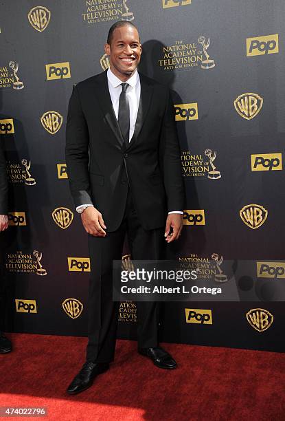 Actor Lawrence Saint-Victor arrives for The 42nd Annual Daytime Emmy Awards held at Warner Bros. Studios on April 26, 2015 in Burbank, California.