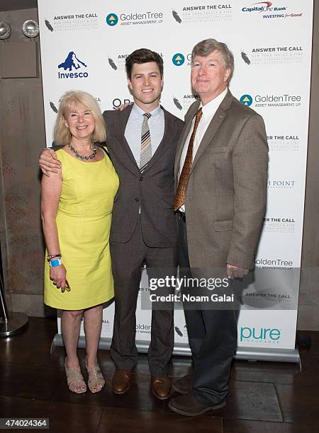 Dr. Kerry Kelly, Colin Jost and Daniel A. Jost attend the 3rd annual New York Police and Fire widows' & children's benefit fund kick off to summer...