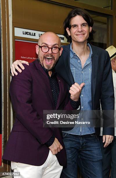 Playwright Robert Askins and director Alex Timbers attend "Permission" Opening Night - Arrivals & Curtain Call at Lucille Lortel Theatre on May 19,...