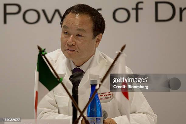 Takanobu Ito, chief executive officer of Honda Motor Co., speaks during a press conference at the opening ceremony for Honda Motor Co.'s new plant in...