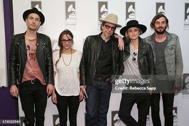 Sean Friday, Siouxsie Medley, Emily Armstrong and Chris Null of Dead Sara with with Vice President of the GRAMMY Foundation Scott Goldman at...