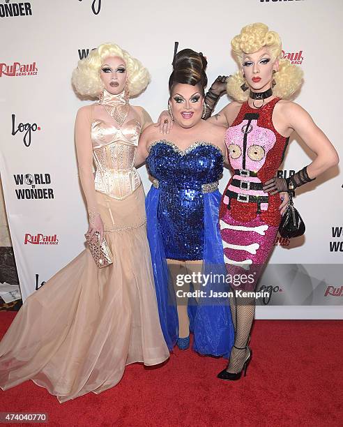 Pearl, Ginger Minj and Violet Chachki attend RuPaul's Drag Race Season 7 Finale, Courtesy Logo / WOW, at the Orpheum Theatre on May 19, 2015 in Los...