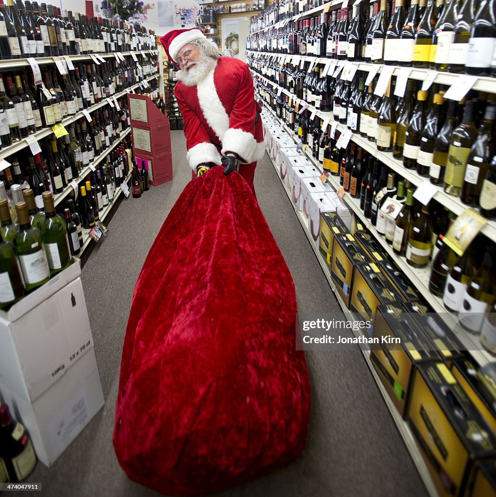 Santa in a liquor store