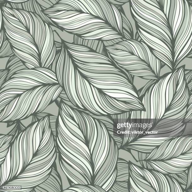 seamless  green leaves background - seamless floral pattern stock illustrations