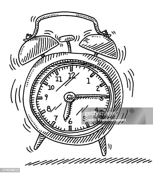 ilustrações, clipart, desenhos animados e ícones de alarme relógio tocando desenho - despertador