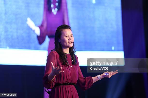 Peng Lei, Alibaba's chief human resources officer and CEO of Alipay, speaks during the Global Women Entrepreneurs Conference on May 20, 2015 in...