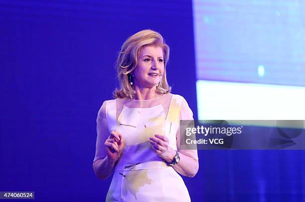 Arianna Huffington, founder of The Huffington Post, speaks during the Global Women Entrepreneurs Conference on May 20, 2015 in Hangzhou, Zhejiang...