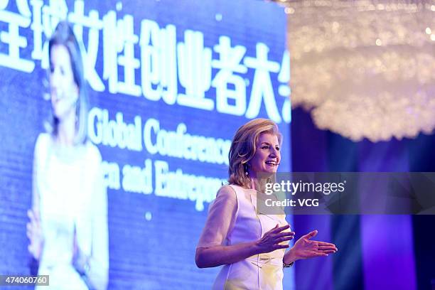 Arianna Huffington, founder of The Huffington Post, speaks during the Global Women Entrepreneurs Conference on May 20, 2015 in Hangzhou, Zhejiang...