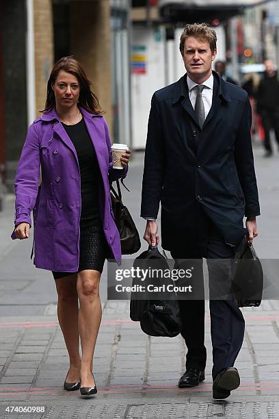 Labour Party Member of Parliament for Stoke-on-Trent Central and Shadow Secretary of State for Education, Tristram Hunt , arrives with fellow Labour...