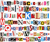 Colorful newspaper alphabet
