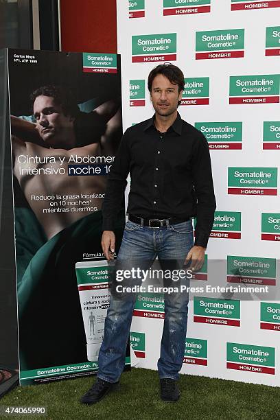 Carlos Moya presents the Somatoline Cosmetic study 'El posicionamiento de los reductores masculinos en Espana' on May 19, 2015 in Madrid, Spain.