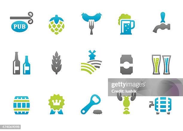 stockillustraties, clipart, cartoons en iconen met stampico icons - beer - drink can