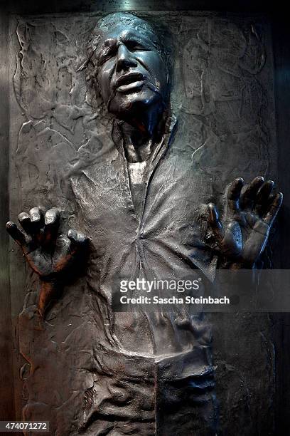 The model of "Han Solo" captured and frozen in carbonite is seen during the 'Star Wars Identities' Exhibtion Press Preview & VIP Opening at Odysseum...