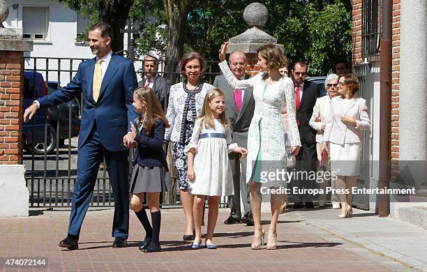 King Felipe VI of Spain , Queen Letizia of Spain , Queen Sofia , Paloma Rocasolano , Menchu Alvarez del Valle , Jesus Ortiz and Princess Sofia of...