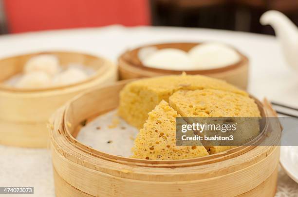 Torta al pan di Spagna al vapore al ristorante dim sum di Hong Kong