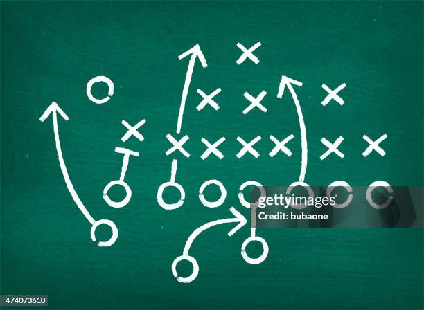 american football touchdown strategy diagram on chalkboard - american football professional player not soccer stock illustrations