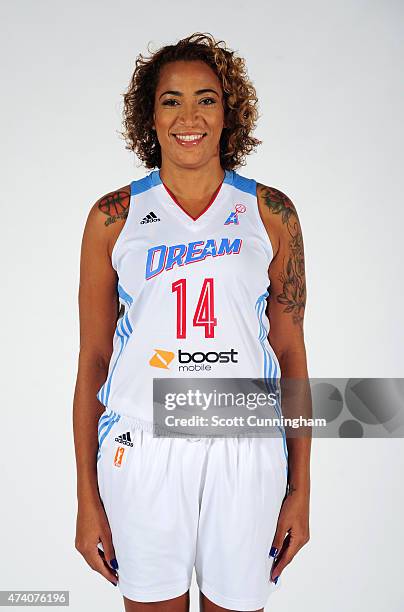 Erika de Souza of the Atlanta Dream poses for a photograph during WNBA Media Day on May 19, 2015 at the Riverside EpiCenter in Austell, Georgia. NOTE...