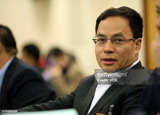 Li Hejun, Chairman of Hanergy Holding Group, attends a group meeting of the Chinese People's Political Consultative Conference at the Great Hall of...