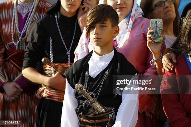 Boy is dressed in traditional Pontic dress. Greeks from the Pontus region hold a commemoration ceremony for the anniversary of the Pontic genocide by...