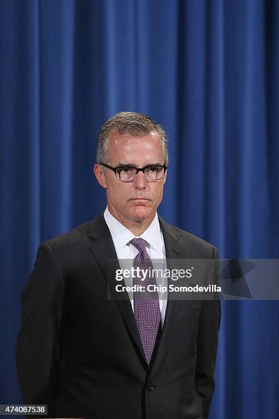 Washington Field Office Assistant Director in Charge Andrew McCabe participates in a news conference to announce a resolution has been reached with...