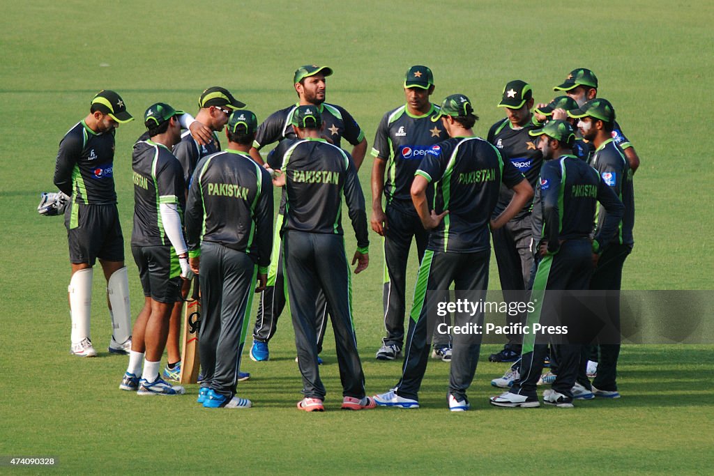 Pakistani cricketer take part in a  practice session at the...