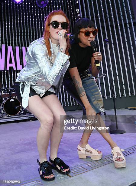 Singers Caroline Hjelt and Aino Jawo of Icona Pop perform onstage at the Icona Pop, Mystery Skulls, My Crazy Girlfriend and Blake Michael performance...