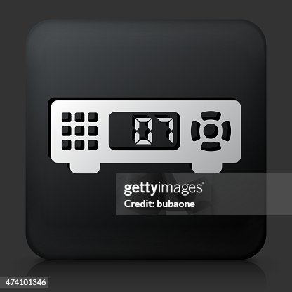 Black Square Button with Cable Box Icon Black Square Button with Cable Box Icon