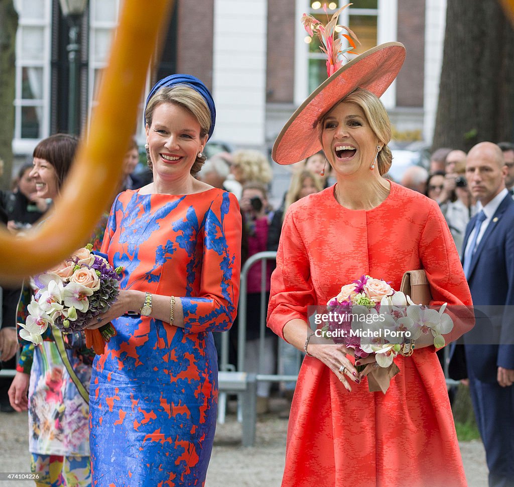 Queen Maxima of The Netherlands and Queen Mathilde of Belgium Open Sculpture Exhibition Vormidable