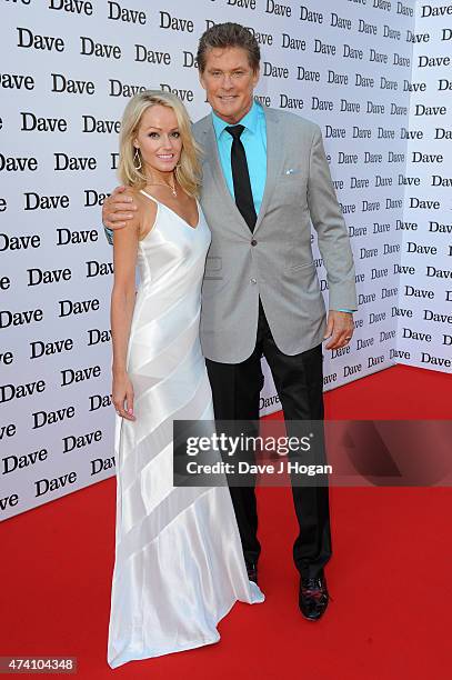 David Hasselhoff and his girlfriend Hayley Roberts attend the UK screening of "Hoff The Record" at The Empire Leicester Square on May 20, 2015 in...