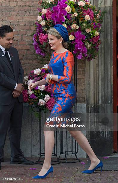 Queen Mathilde of Belgium opens the sculpture exhibition Vormidable on May 20, 2015 in The Hague, Netherlands.