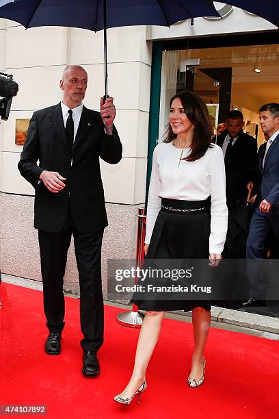 Crown Princess Mary of Denmark during the ECCO store opening on May 20, 2015 in Munich, Germany.