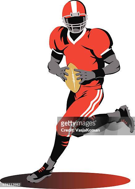american football- quarterback running with ball - quarterback stock illustrations