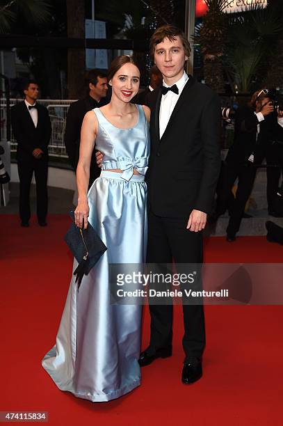 Zoe Kazan and Paul Dano leave the "Youth" Premiere during the 68th annual Cannes Film Festival on May 20, 2015 in Cannes, France.