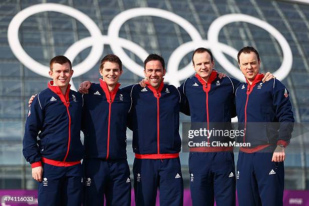 Silver medalists Greg Drummond, Scott Andrews, David Murdoch, Michael Goodfellow and Tom Brewster of Great Britain attend British Olympic Association...