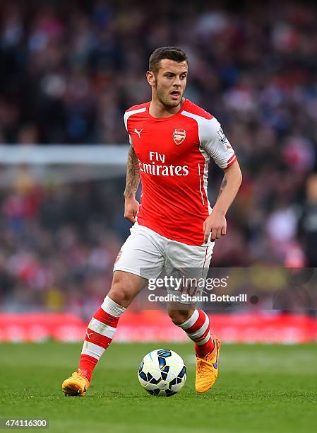 Jack Wilshere of Arsenal in action during the Barclays Premier League match between Arsenal and Sunderland at Emirates Stadium on May 20, 2015 in...