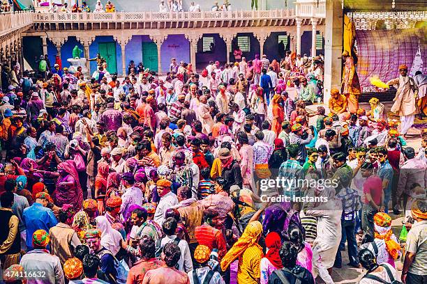 holi celebration in india - mathura stock pictures, royalty-free photos & images